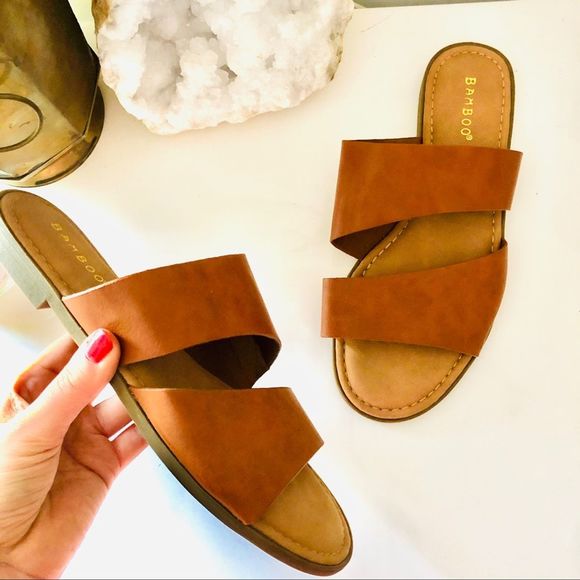 vegan leather slides